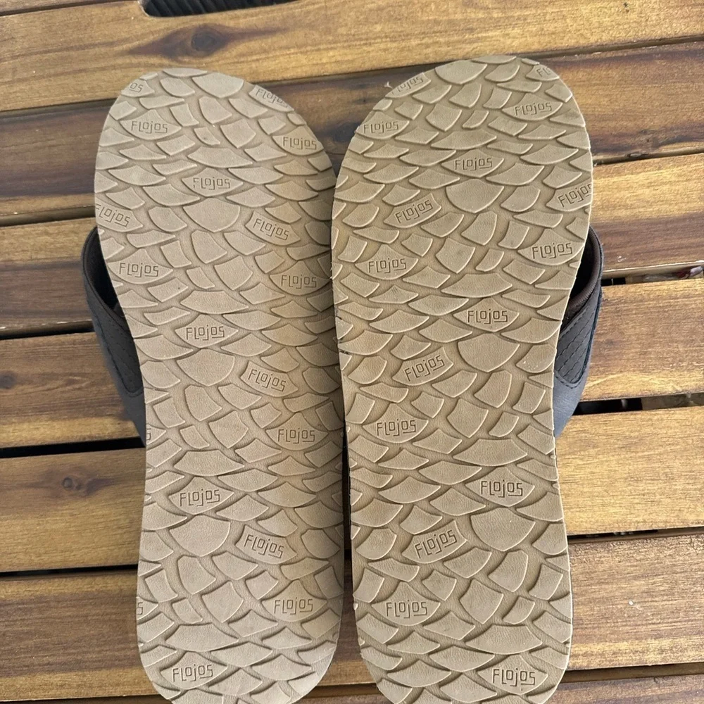 Flojos Mens Flip Flop Sandal Brown Mesh Upper Arch Support size 12
